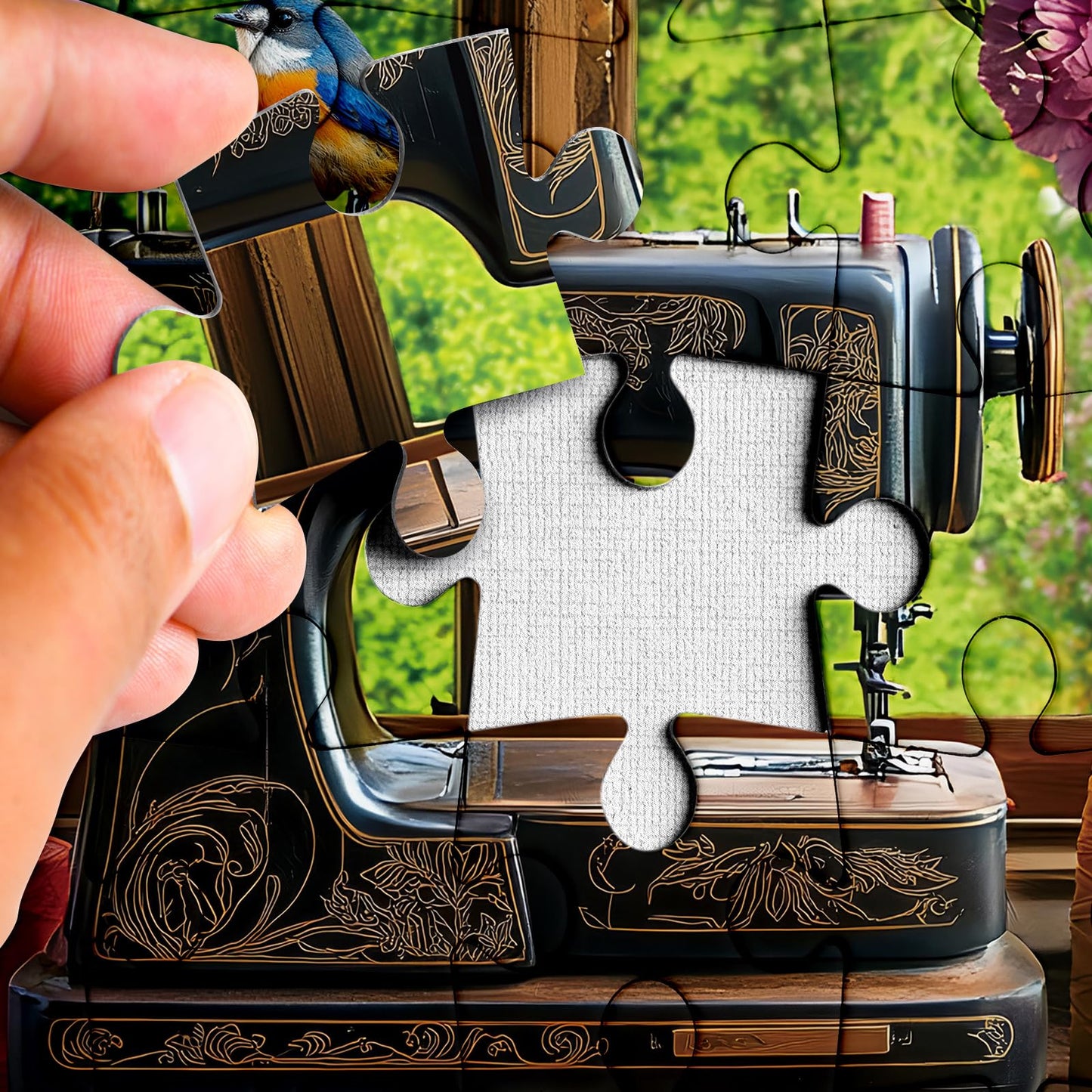 Larkipuzz Vintage Sewing Machine Flower Puzzles for Adults 1000 Pieces