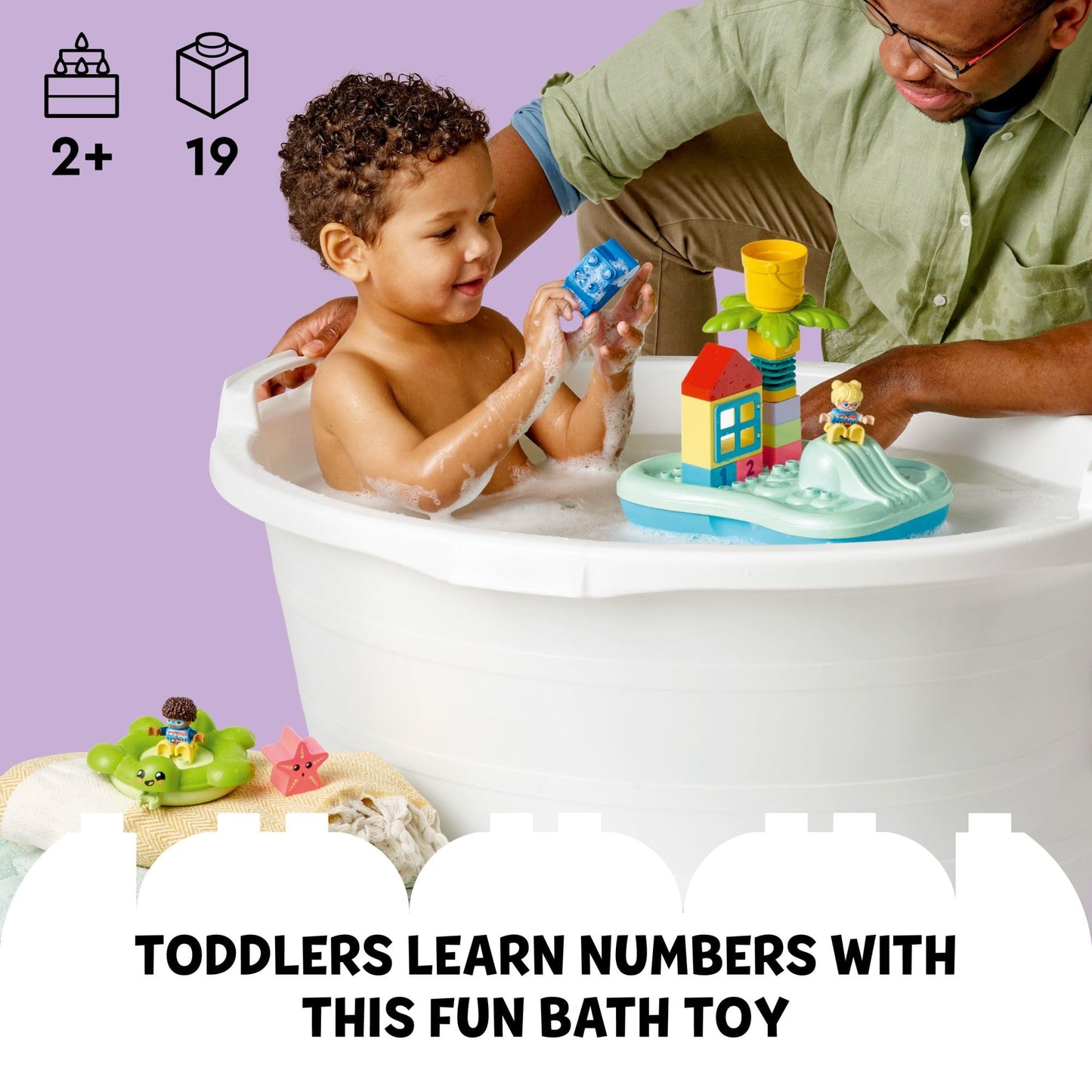 LEGO DUPLO Town Water Park 10989 Educational Building Bath Toy Set for Toddlers Ages 2+, Features a Floating Turtle Ring and Water Bucket to Encourage