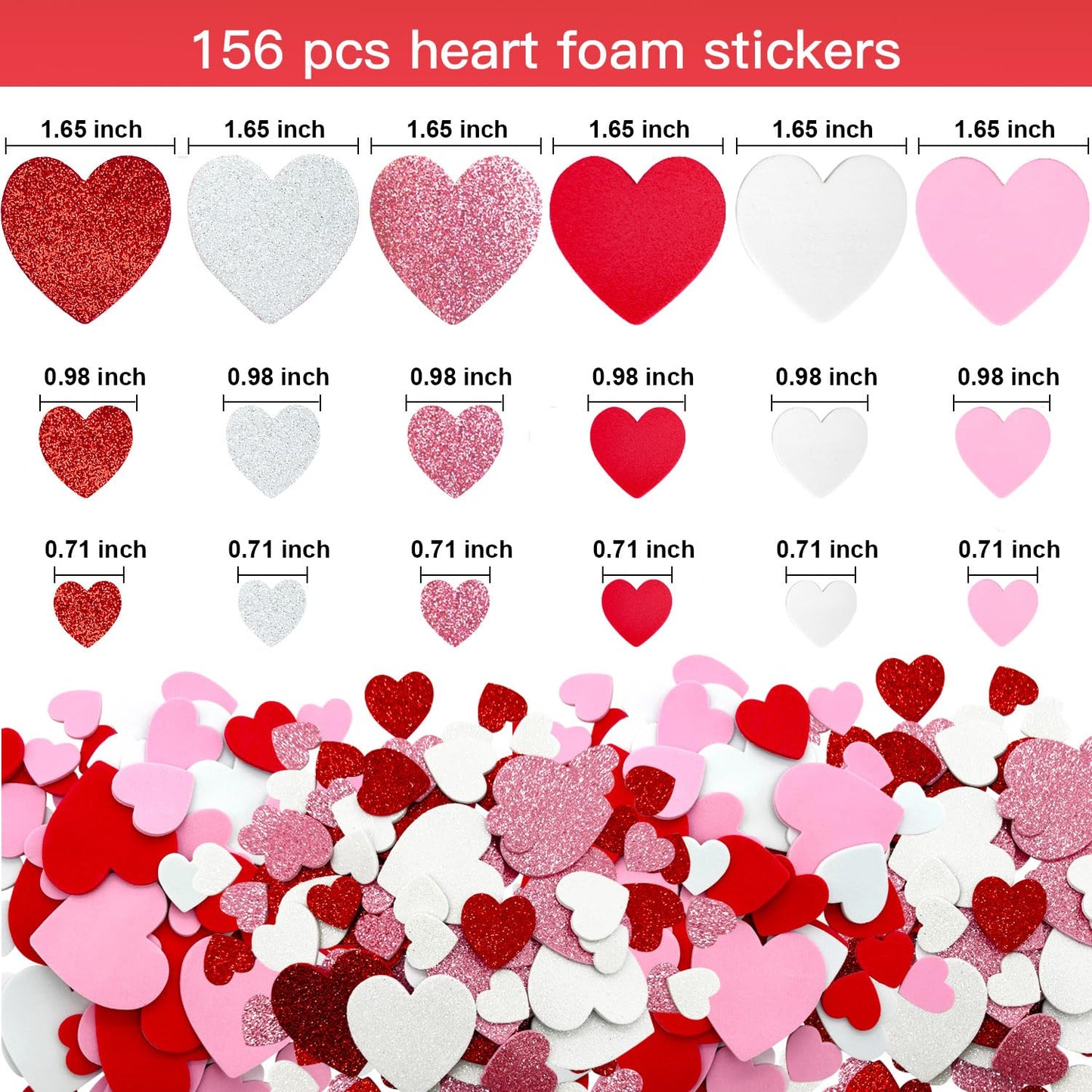 mufanyu 256 Pcs Valentines Day Crafts Gifts Set with 100 Heart Doilies, 2 Bags Foam Heart Stickers for Valentines Day Wedding Party Decor DIY