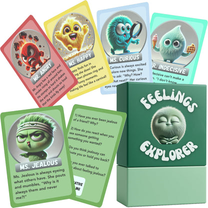 Feelings Explorer - 60 Emotion Cards for Kids Ages 7+ | Social Emotional Learning Game with Questions & Activities | SEL Tool for Parents, Teachers