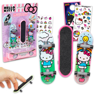 Hello Kitty Fingerboard Toy Set - 3 Pc Bundle with Skateboard, Stickers & More | Kitty Party Favors