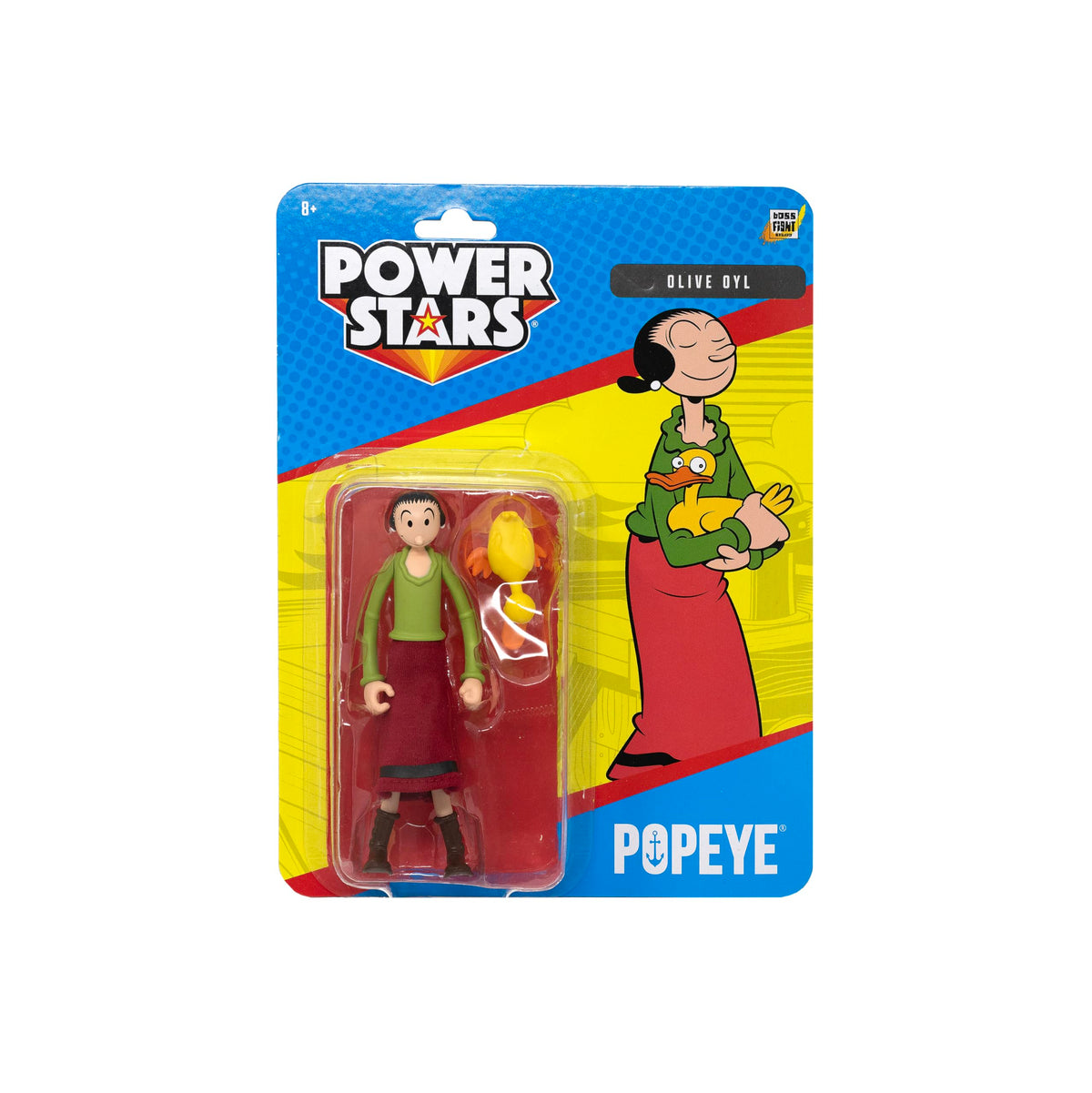 Boss Fight Studio Power Stars Olive OYL Action Figure - Retro Style Collectible Figurine from Popeye The Sailor Meets Sindbad The Sailor Color