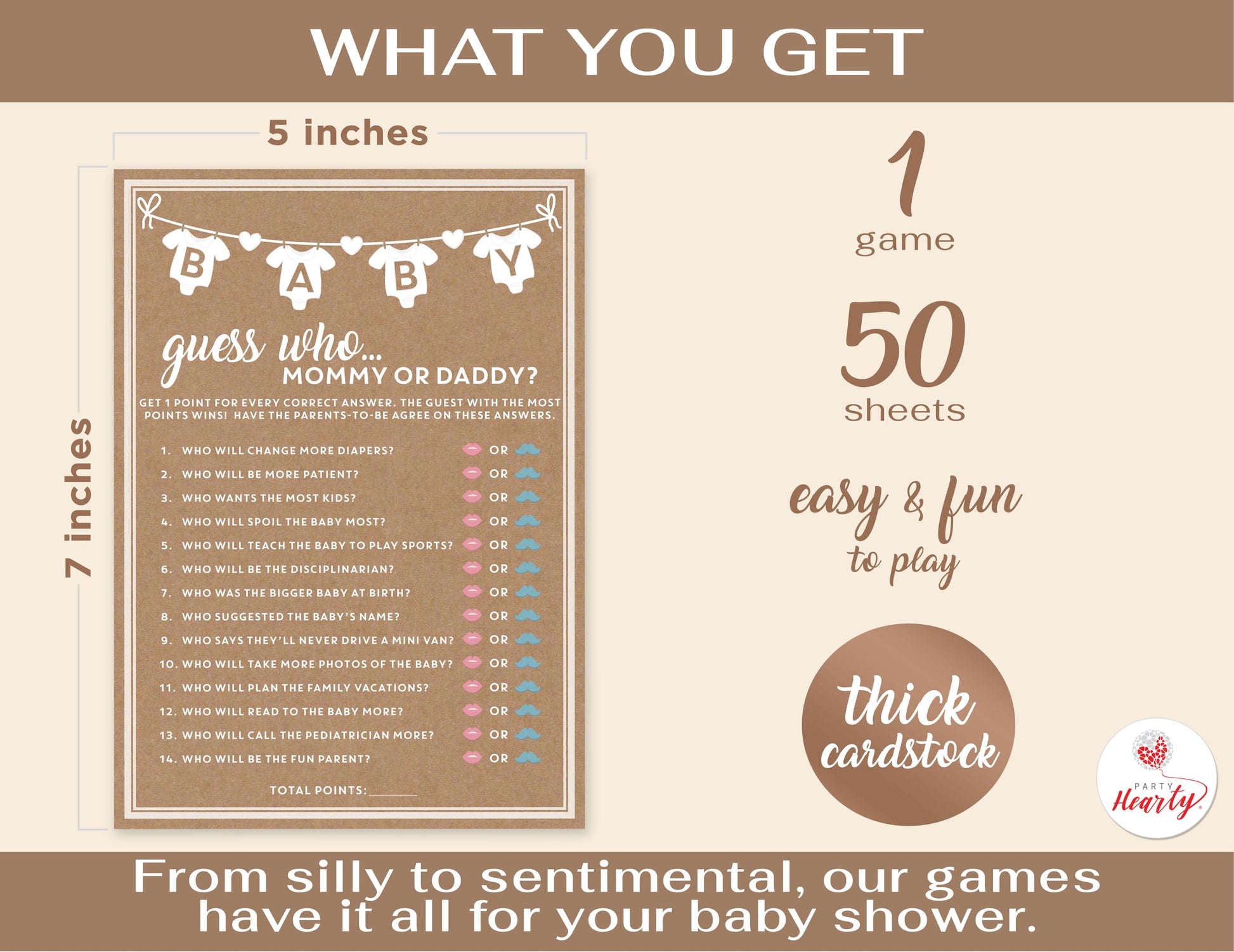 Party Hearty Baby Shower Games, Guess Who Mommy or Daddy - Kraft