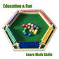 Vamslove Shut The Box Game for 6 Player with 12+4 Dice - Colorful 6 Sided Wooden Board Math Number Games for Kids Adults Families Party Club