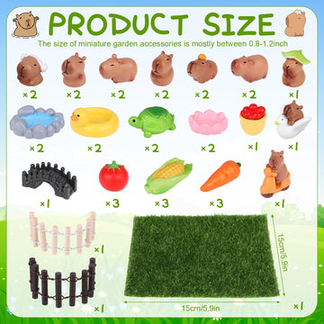 37Pcs Mini Capybara Figures Playset Simulation Capybara Model Toys Mini Resin Animals Miniature Garden Accessories for Car Dashboard Dollhouse Fairy