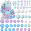 51 PCS Snowflake Cake Toppers 32 PCS Ball Cake Picks and 19 PCS Snowflake Cake Toppers for Winter Themed Wedding Christmas or Birthday Party