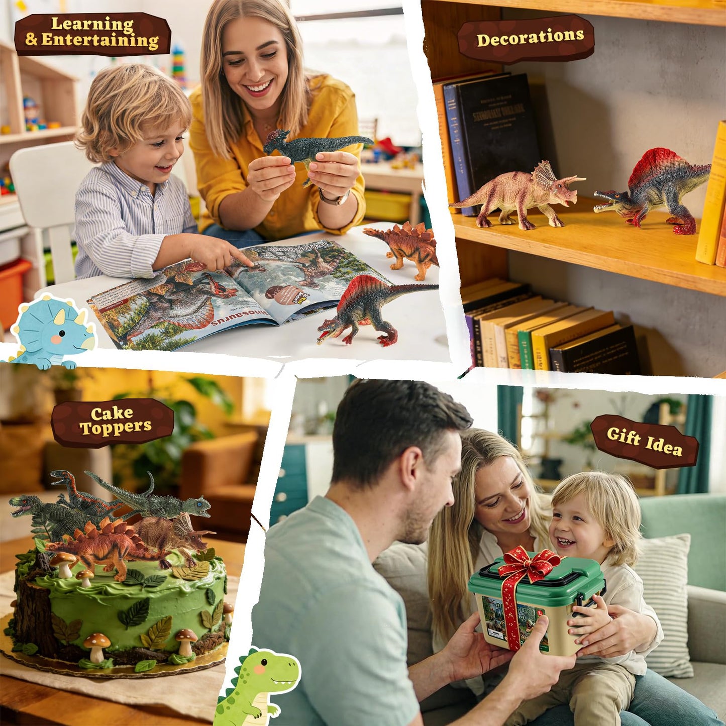OENUX Dinosaur Toys with 12pcs Jurassic Dinosaur Figures for Kids 3-7