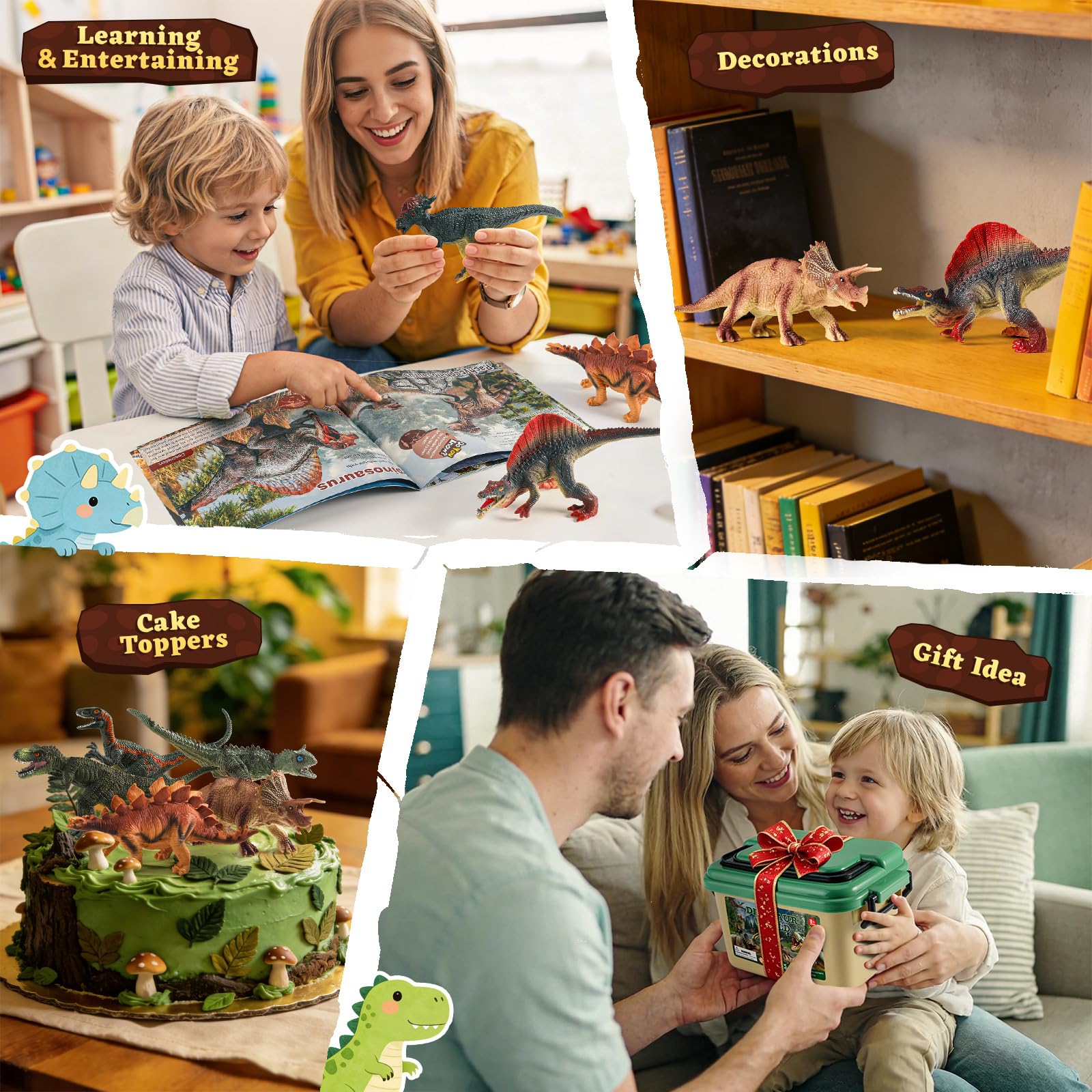 OENUX Dinosaur Toys with 12pcs Jurassic Dinosaur Figures for Kids 3-7