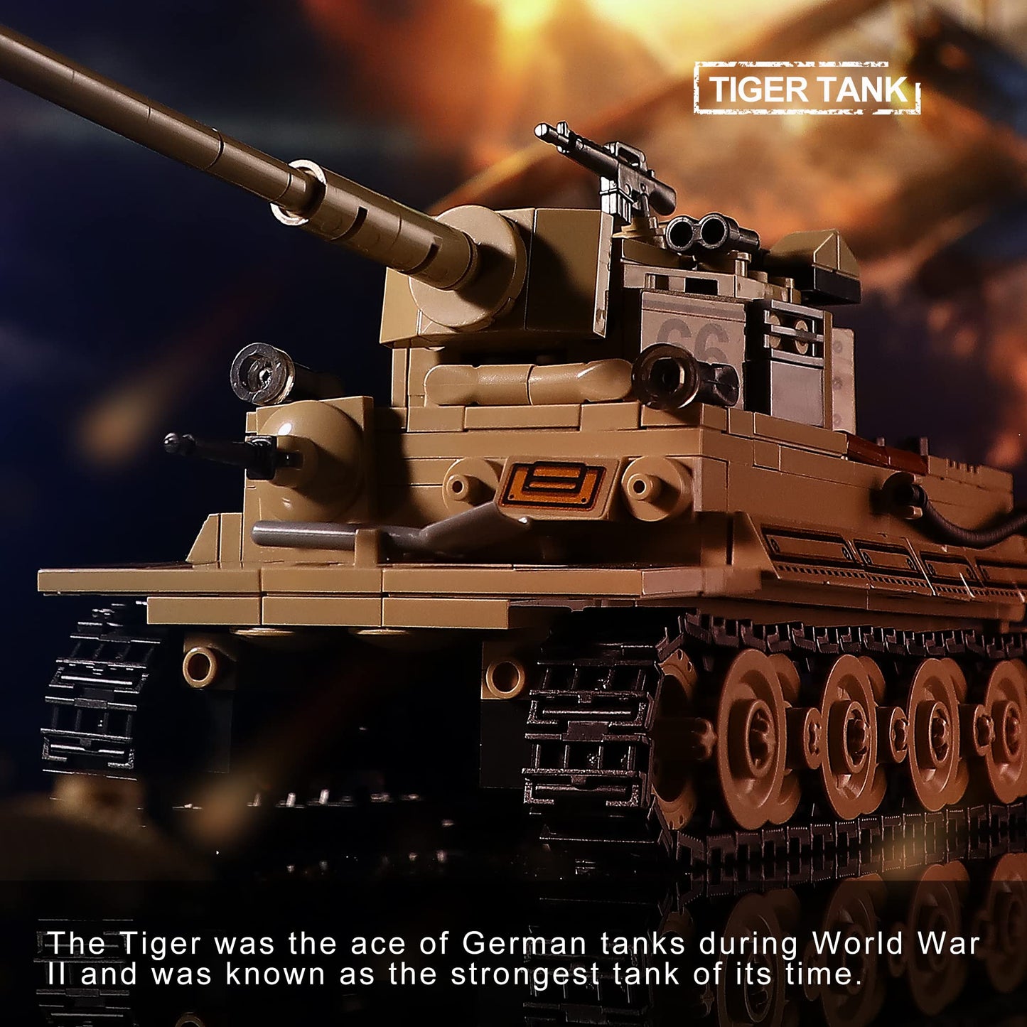 WW2 Army Tank Toys Building Kit Compatible with Lego, Create a German Tiger & an American M4 Sherman Models with 1184 Blocks, Great Military Toy Gifts