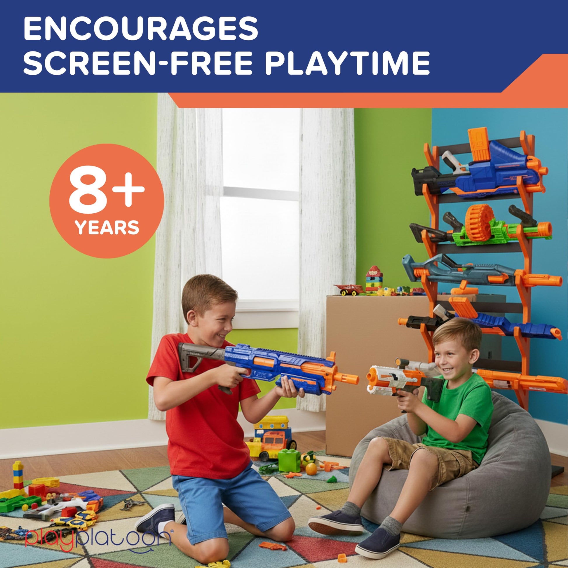 Play Platoon Storage Rack for Nerf Gun - 6-Gun Storage Organizer, 48x18