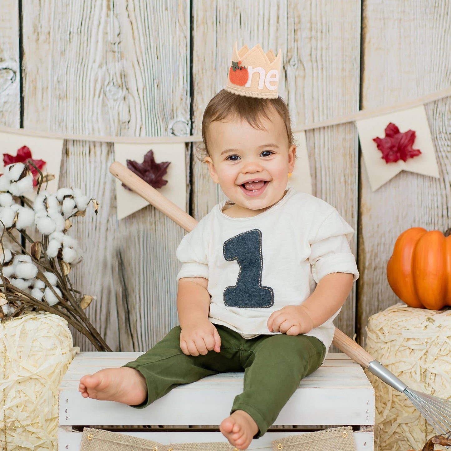 Little Pumpkin 1st Birthday Crown - Pumpkin Theme Crown, Thanksgiving Day Party Supplies, Baby Boy/Girl Fall Cake Smash Photo Prop