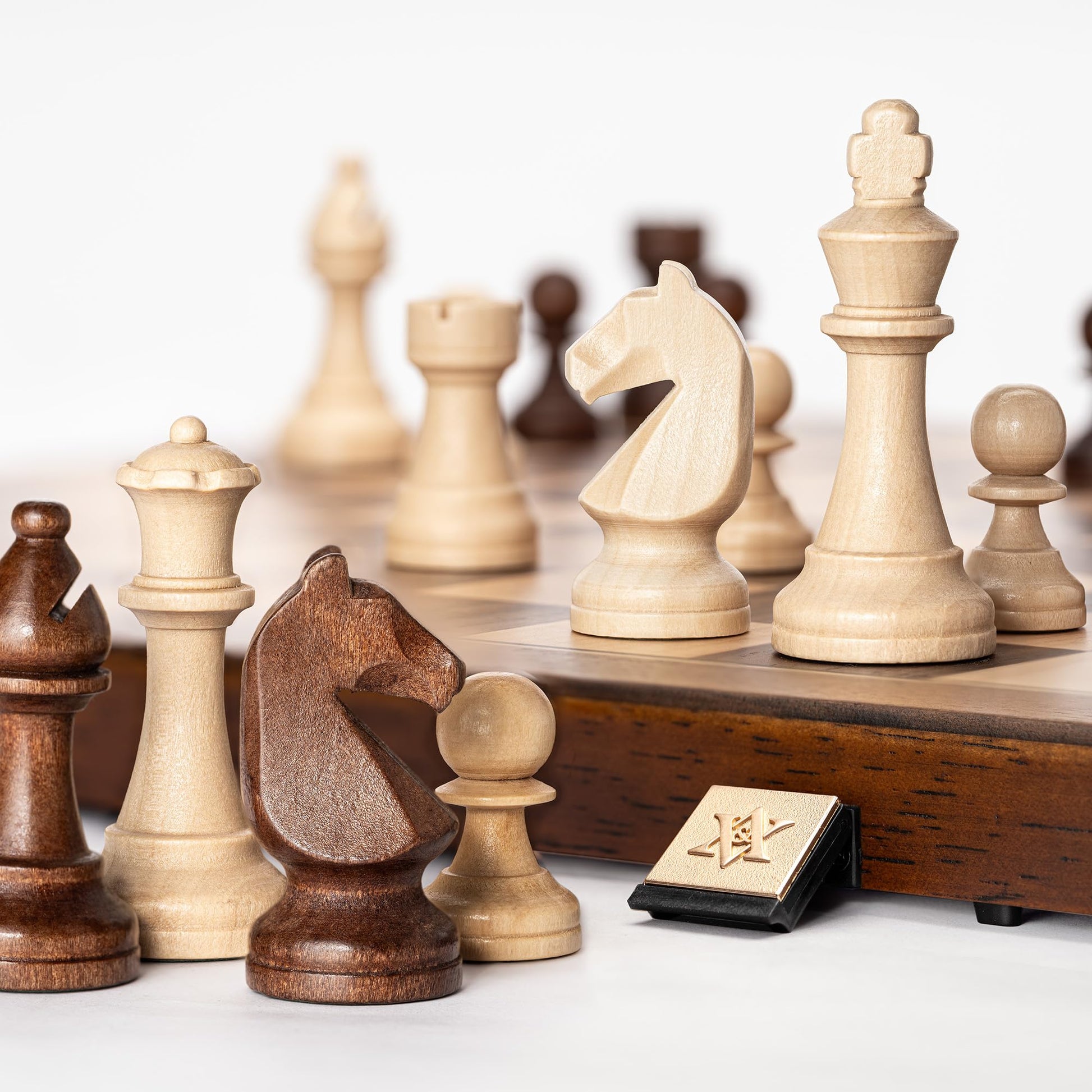A&A 15" Magnetic Wooden Chess Set, Handmade 3" King Height Unique Chess Pieces with 2 Extra Queens, Tournament Portable Travel Chess Game Set