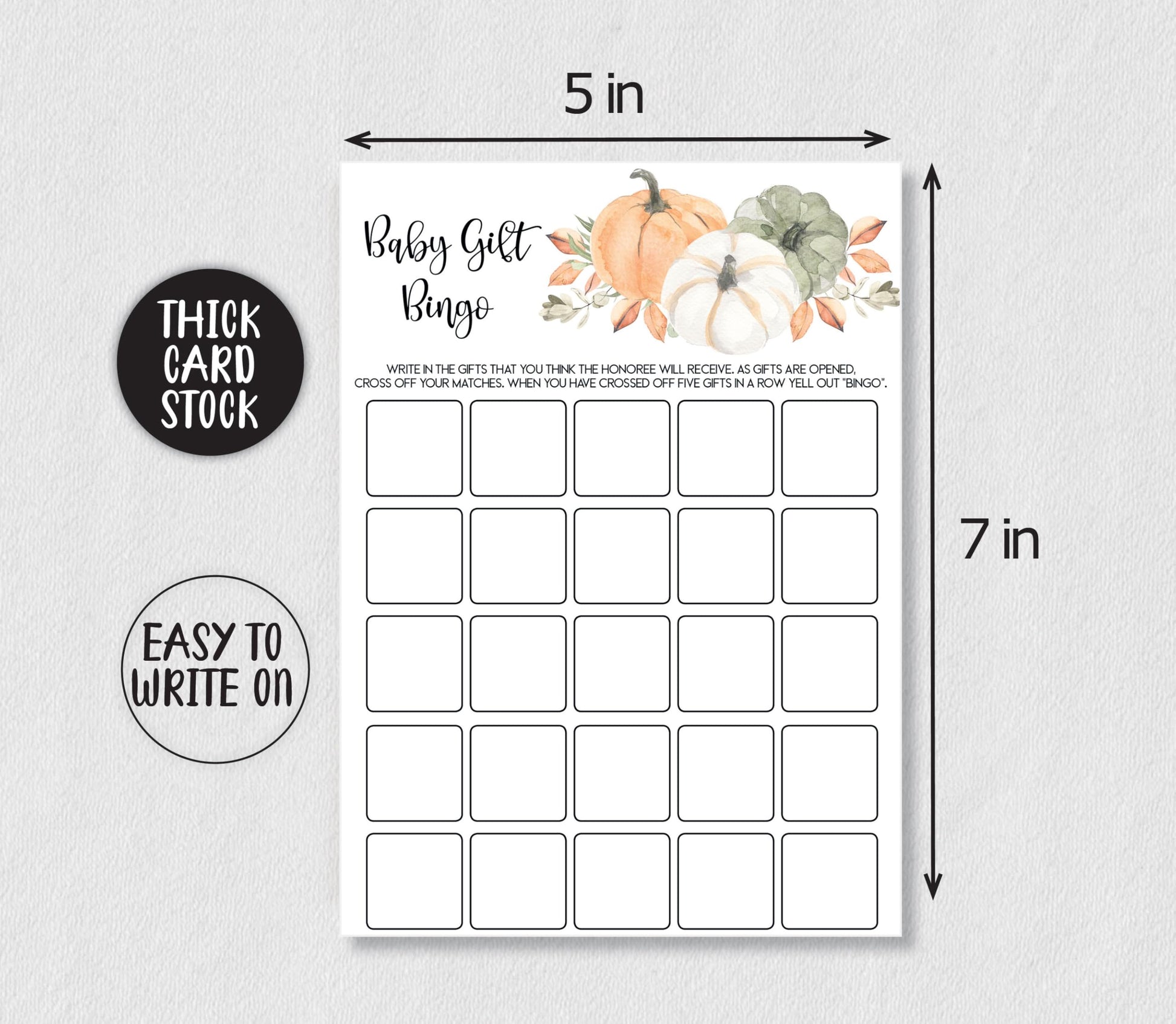 All Ewired Up 50 Bingo (50-Cards) Fun Baby Shower Game Activity, Gift, Gender Neutral Boy or Girl, Pumpkin, Autumn, Fall