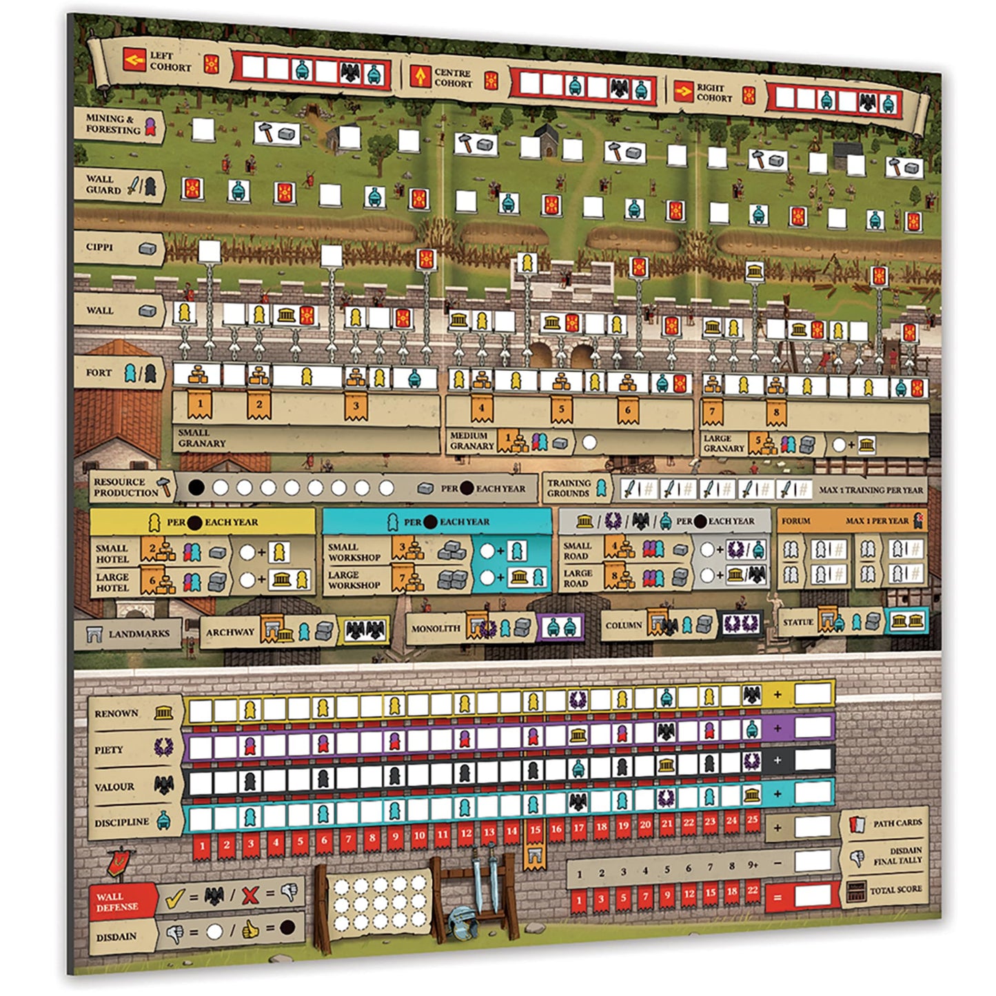 Renegade Games: Hadrian’s Wall & The Anarchy - Dry Erase Boards - 4 Double-Side Reusable Boards, Strategy Euro Game Accessory Pack, Garphill Games