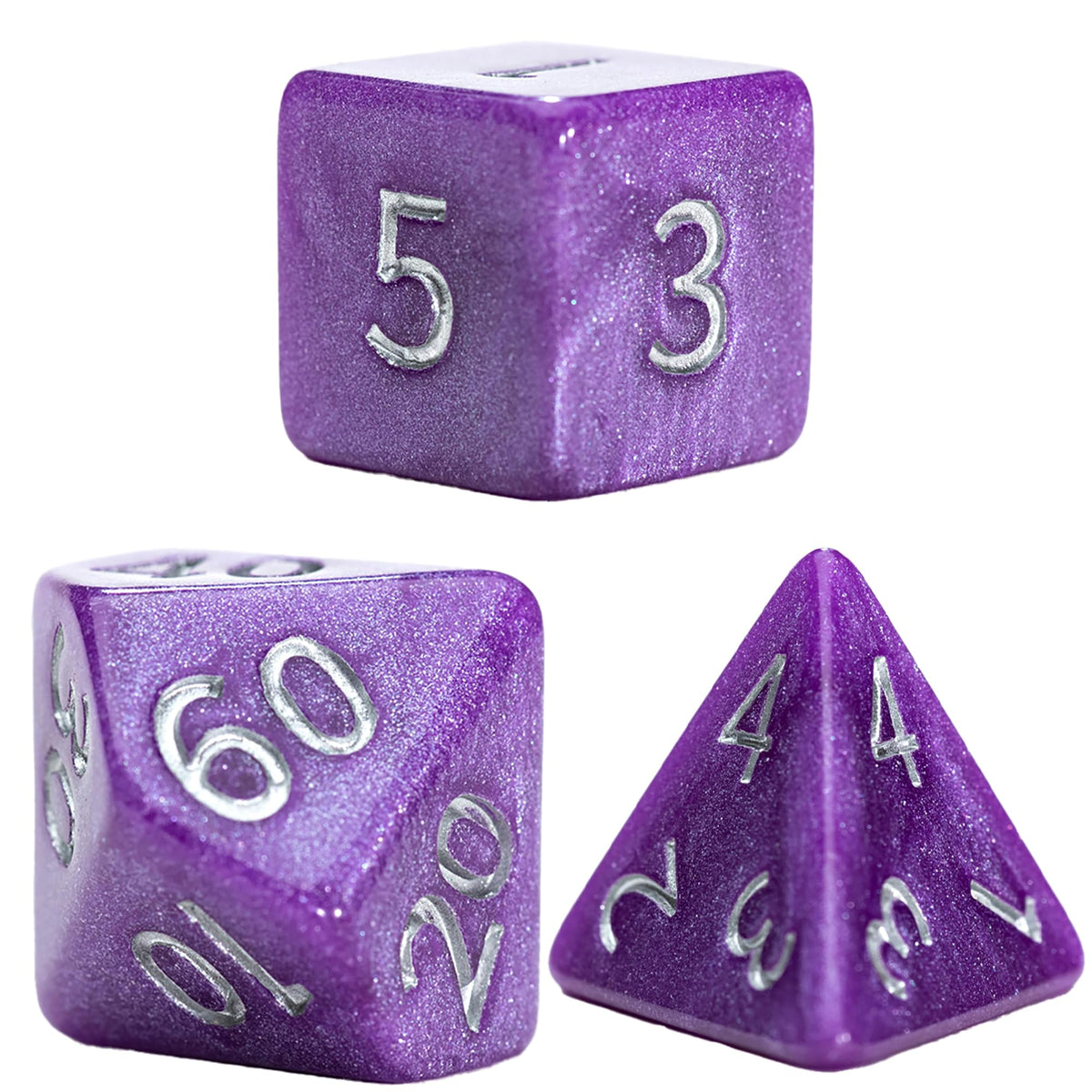 Gate Keeper Games Mercurial Dice: Saturn - 7pc RPG Set, Purple & Silver
