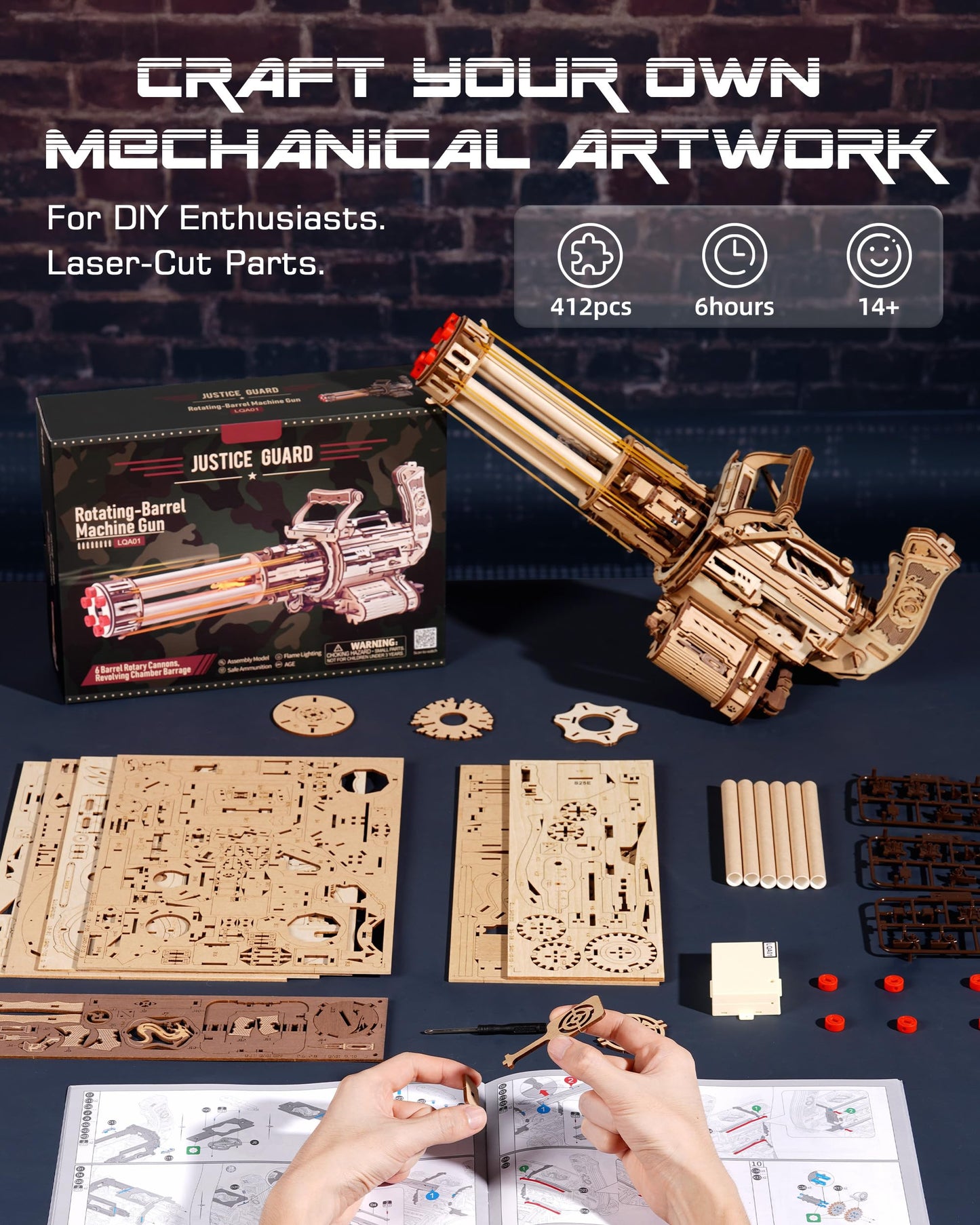 ROBOTIME Wooden 3D Puzzles for Adults, Wooden Rubber Bands Puzzles, 3D Toy Puzzle Model Building Kit, Birthday/Christmas/Creative Gifts