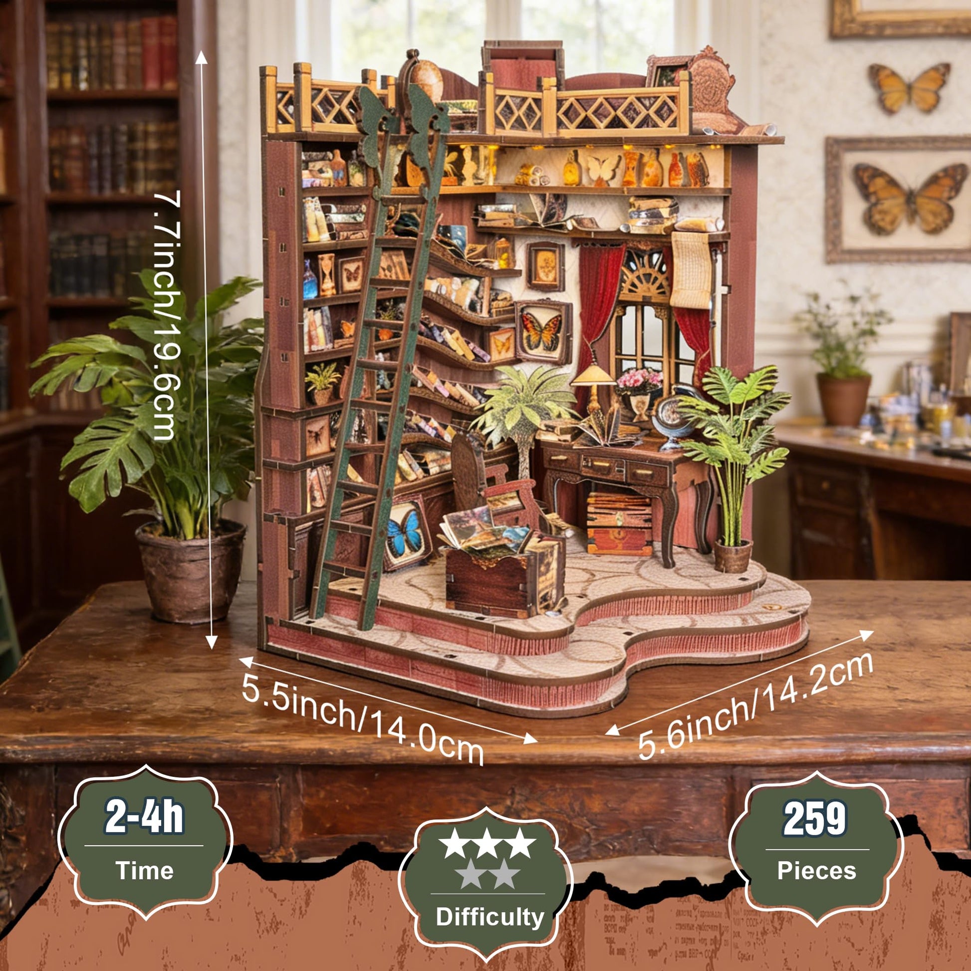 DIY Miniature House Kit, DIY Book Nook with LED Light | 3D Puzzles for Adults and Teens, Tiny House Building Kits for Bookshelf Decor, Relaxing Gift