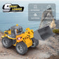 fisca RC Wheeled Front Loader Remote Control Bulldozer Truck 6 Channel 2.4G Alloy Vehicle Tractor Toy with Lights
