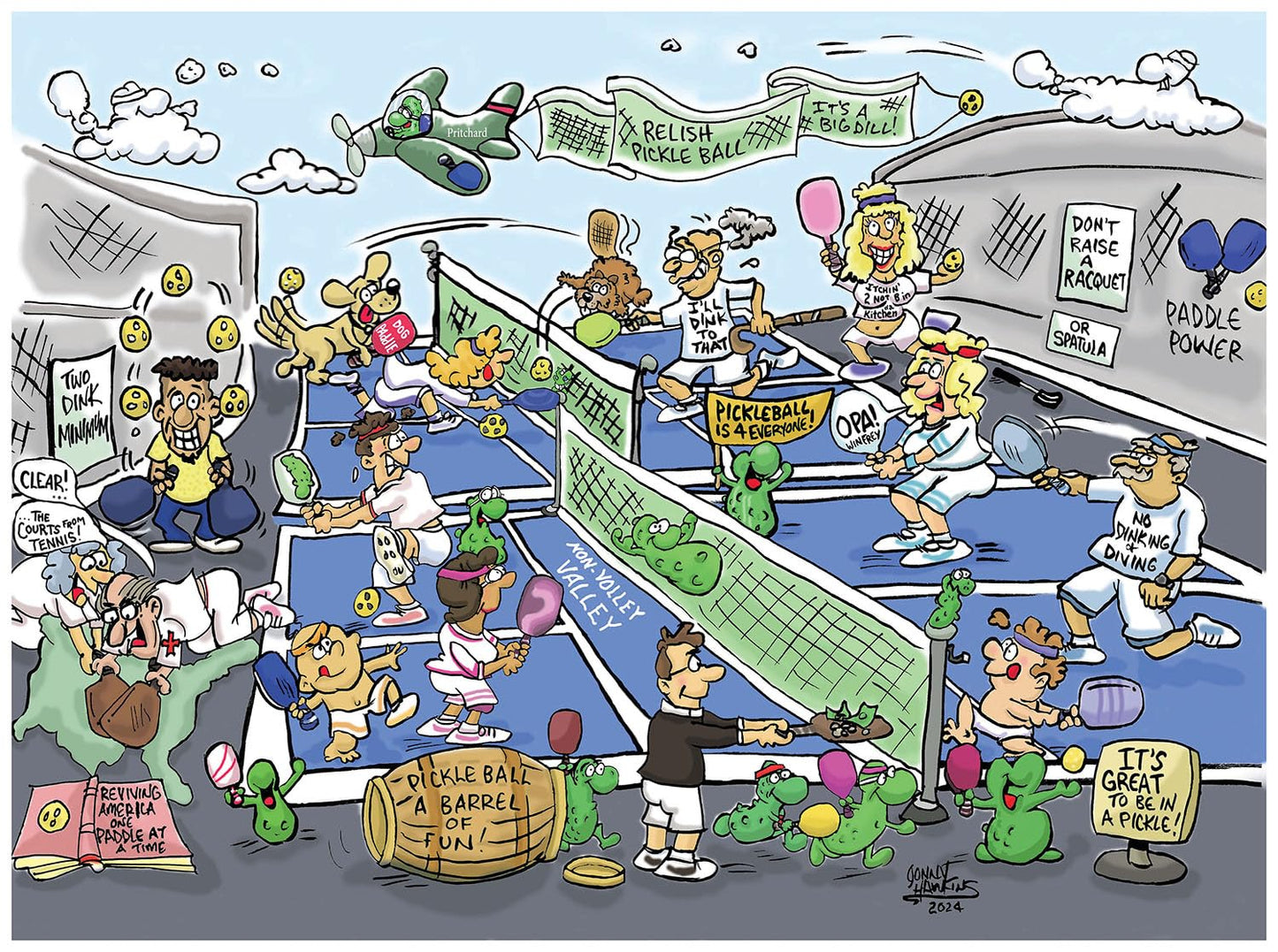 SUNSOUT INC - Pickleball Play - 1000 pc Jigsaw Puzzle by Artist: Jonny Hawkins - Finished Size 20" x 27" - MPN# 80143