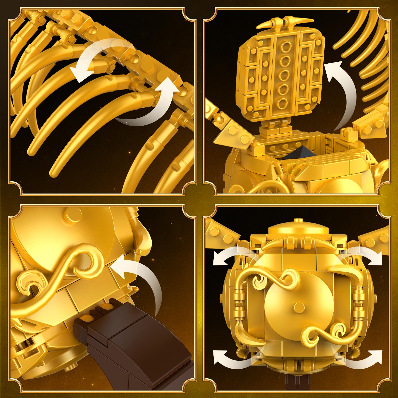 Vziimo Golden Fidget Spinner Building Set, MOC Ideas Magic Golden Ball Model Kit, Creative HP Gift Toys for Teens Adults (371 PCS)
