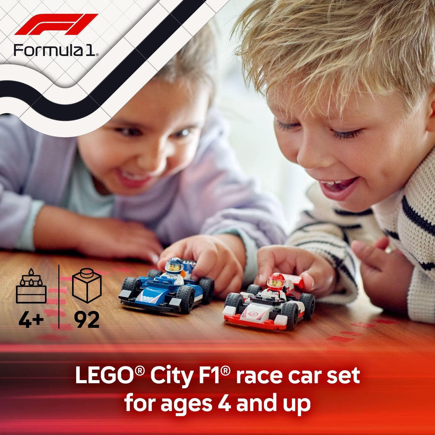 LEGO City F1 Williams Racing & Haas F1 Race Car Toys - Car Building Toy Set for Kids, Boys and Girls, Ages 4+ - Preschool Toy for Fans - Gift Idea for