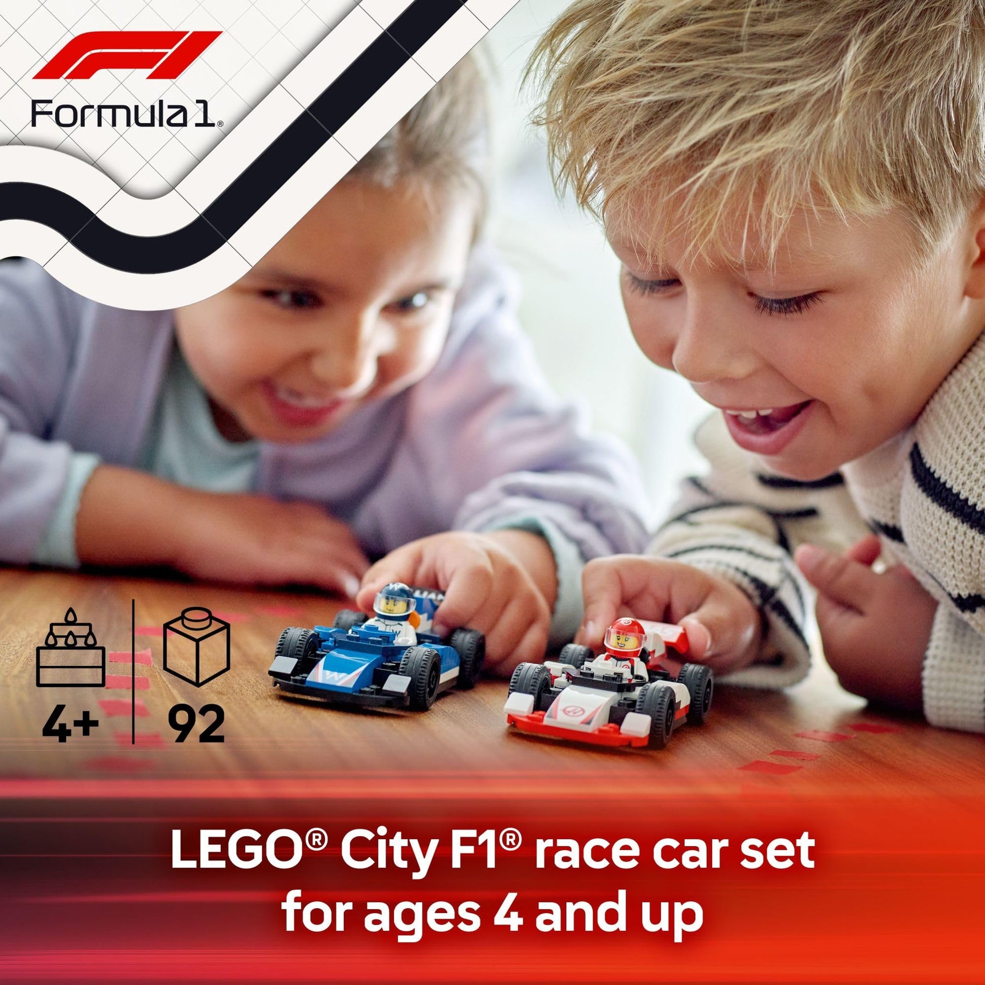 LEGO City F1 Williams Racing & Haas F1 Race Car Toys - Car Building Toy Set for Kids, Boys and Girls, Ages 4+ - Preschool Toy for Fans - Gift Idea for
