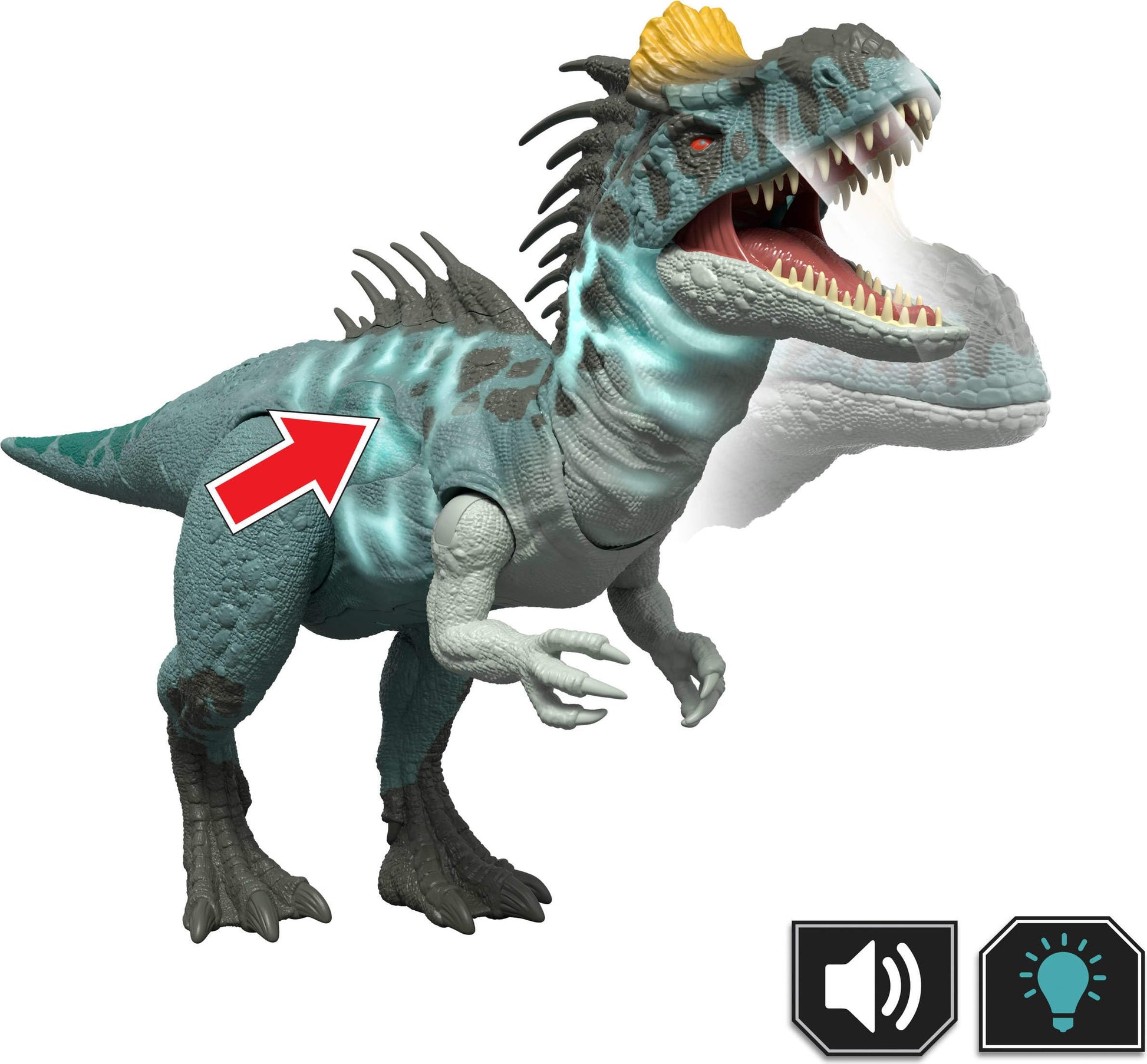 Mattel Jurassic World Wild Roar Crylophosaurus Dinosaur Action Figure Toy, Attack & Lights & Roar Sound, Scan Code for Digital Play