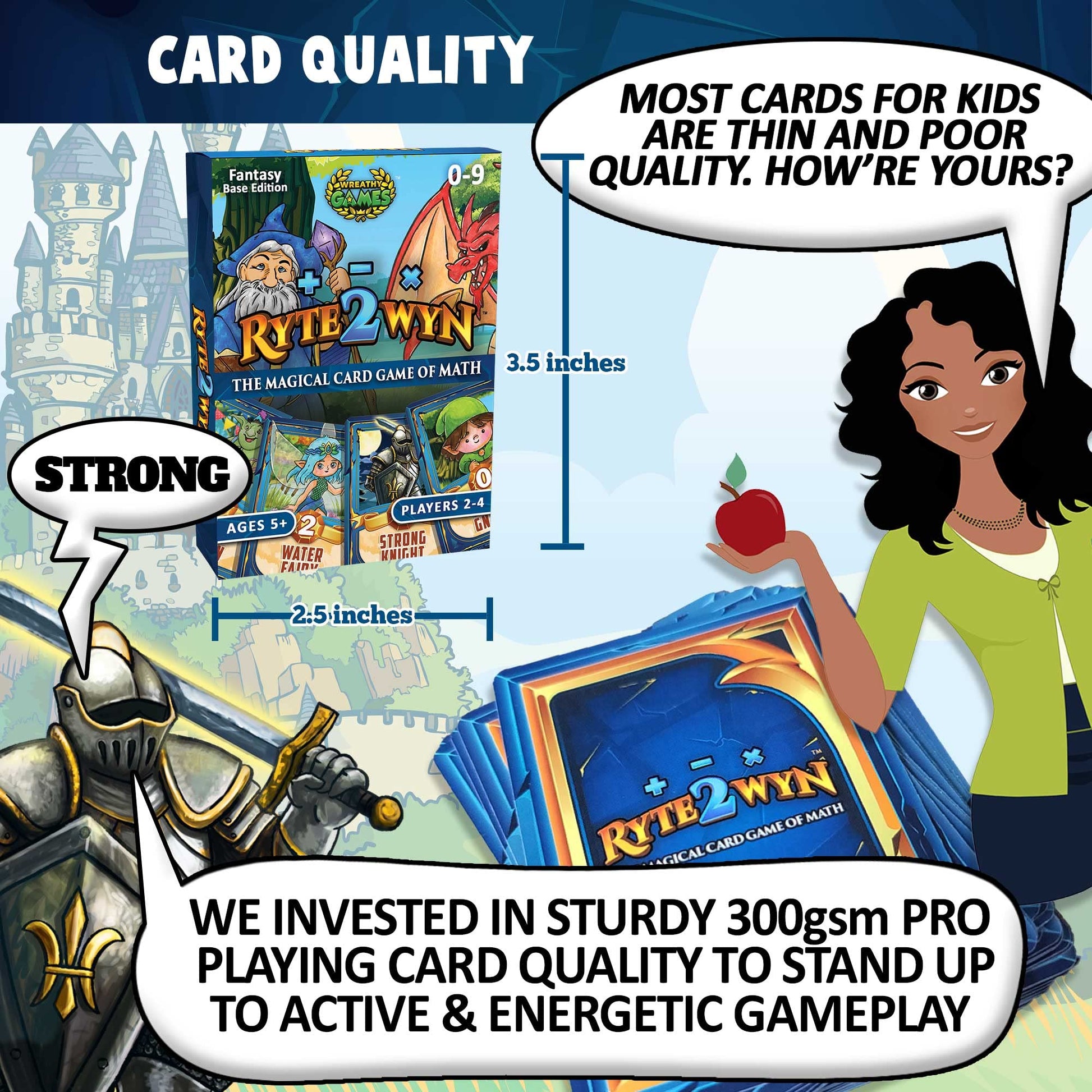 Wreathy Games Ryte2Wyn - The Magical Card Game of Math - Practice Every Addition, Subtraction and Multiplication Math Fact from 0-9 - Ages 5 & Up