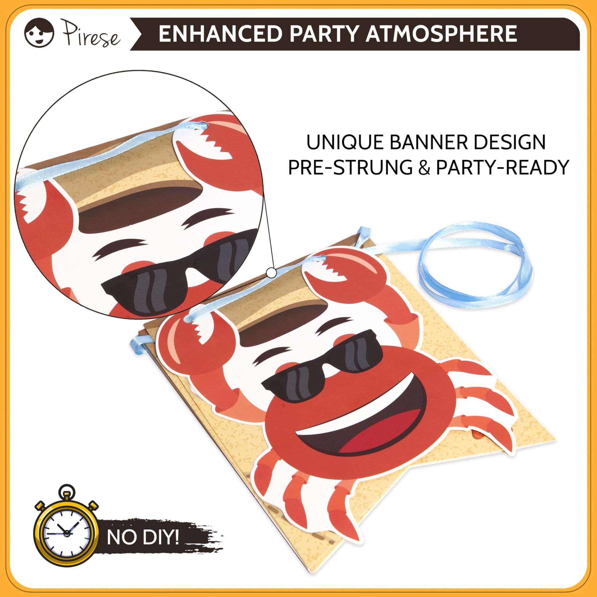 Pirese Crab Party Decorations - Crab Birthday & Feast Supplies | Seafood Boil Theme | Includes Sign, Balloon