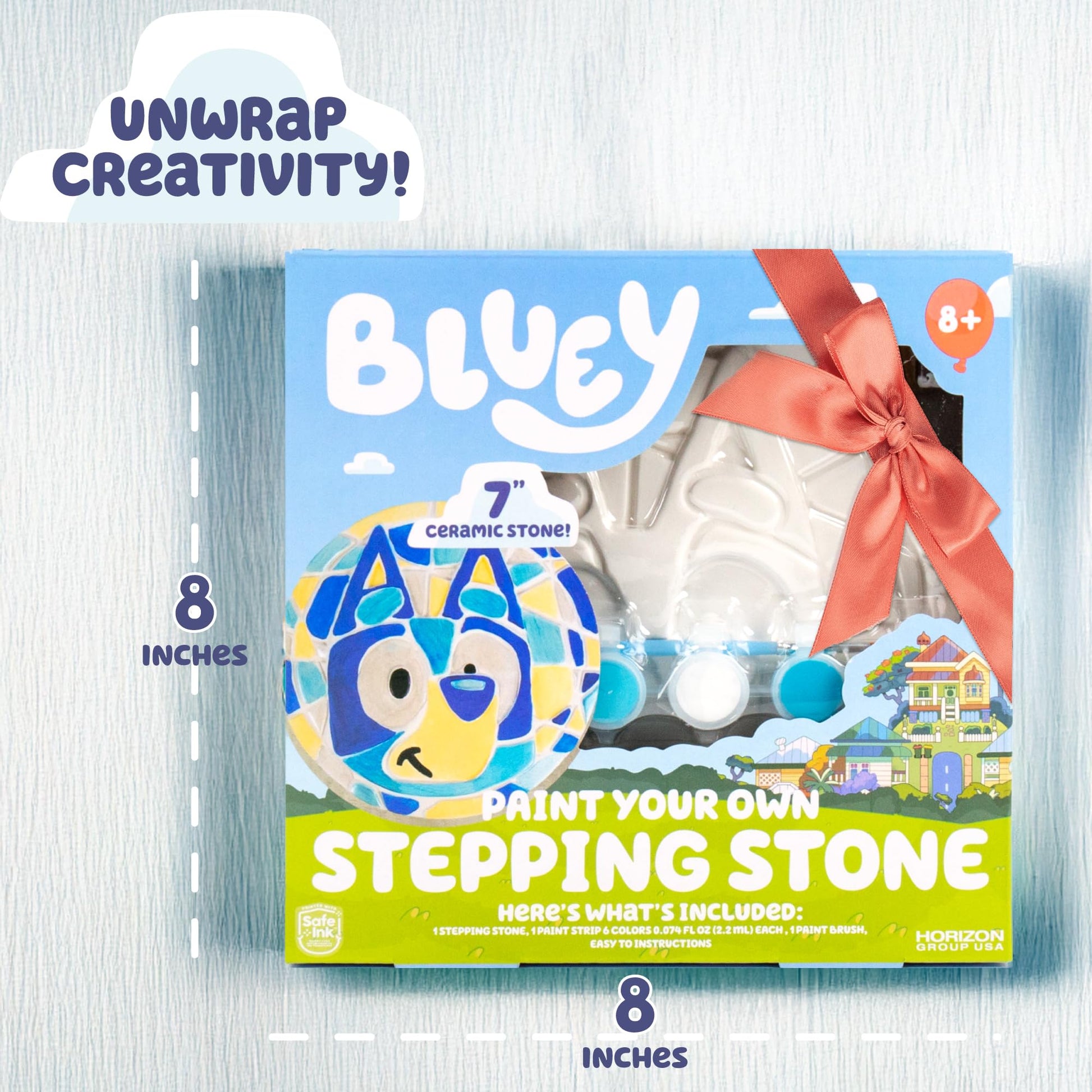 Bluey Paint Your Own Stepping Stone, Design 7 DIY Stone Art, Fun Kit for Kids, Less Mess Paintable Stones Art Set, Great Summer Activity Kids Ages 8