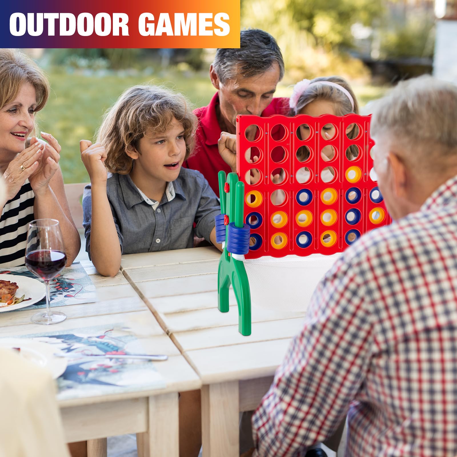 Qrooper 1.9 Feet Giant 4 in A Row Game, Jumbo 4-to-Score Connect Game Set for Kids & Adults Outdoor Yard, Lawn & Indoor Floor Play, Family Game Night