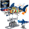 Jorumo Shark Building Block Set for Boy 8-12, Ideas Sea Animal Building Blocks Toys with Lighting and Rotatable Link Components, STEM Toys for Kids