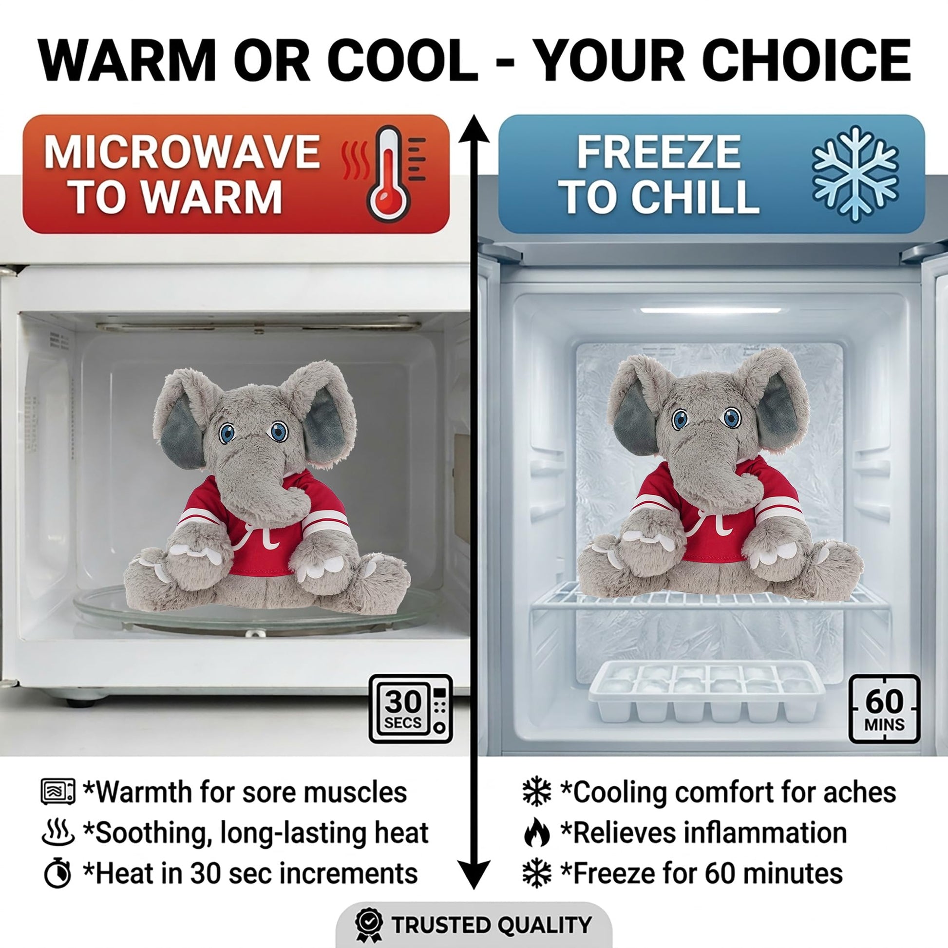 Warm Pals Big Al University of Alabama Mascot UA - Heatable Coolable Bedtime Comfort Plushie - 1.5lbs - Cozy Microwavable Lavender Scented Plush Toys
