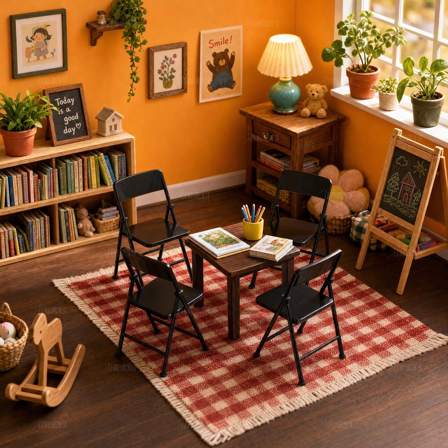 AUEAR, 12" Plastic Foldable Chairs Decoration Black 1/6 Scale
