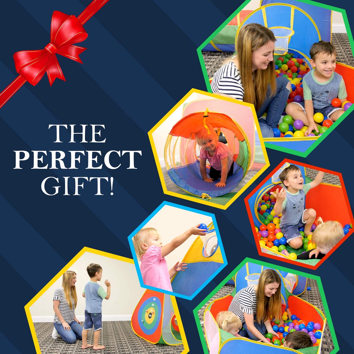 Hide N Side 5pc Kids Ball Pit Tents and Tunnels, Toddler Jungle Gym Play Tent with Play Crawl Tunnel Toy, for Boys Babies Infants Children, Indoor