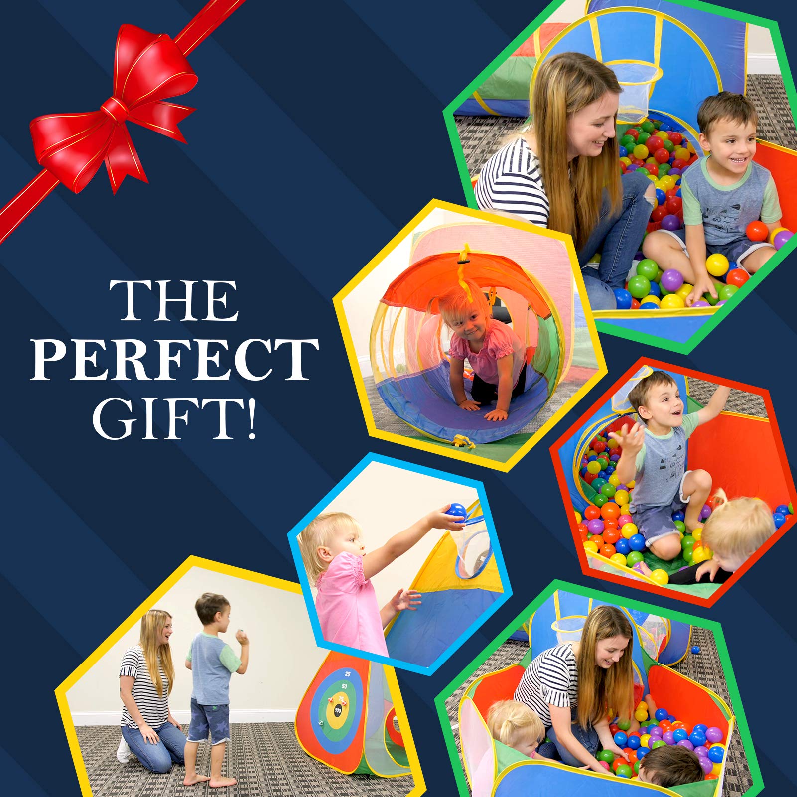 Hide N Side 5pc Kids Ball Pit Tents and Tunnels, Toddler Jungle Gym Play Tent with Play Crawl Tunnel Toy, for Boys Babies Infants Children, Indoor