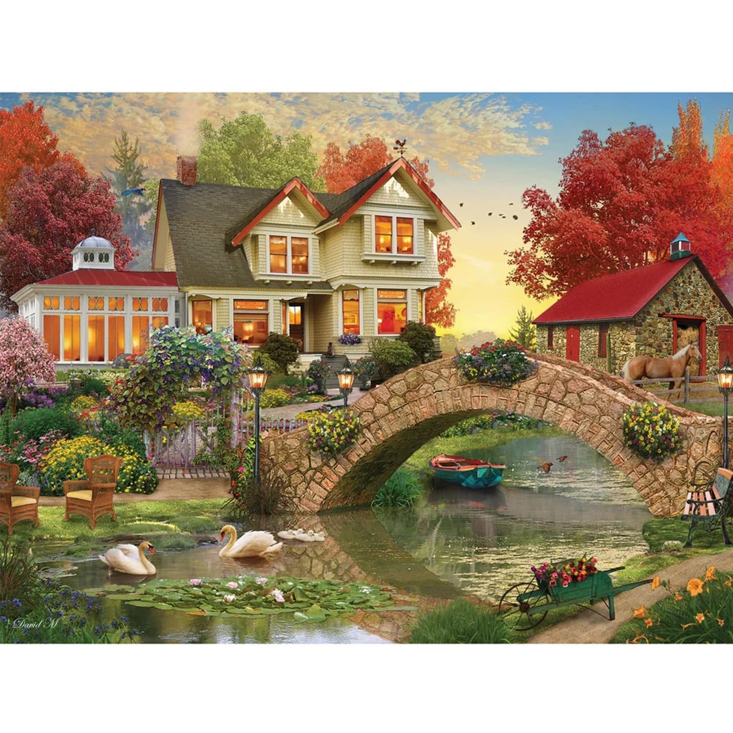 Bits and Pieces 3 Jigsaw Puzzle Set - 300 Piece Puzzles for Adults - Ocean Lake River Set - 16" x 20" Jigsaw Puzzles - Small Town Americana Nature