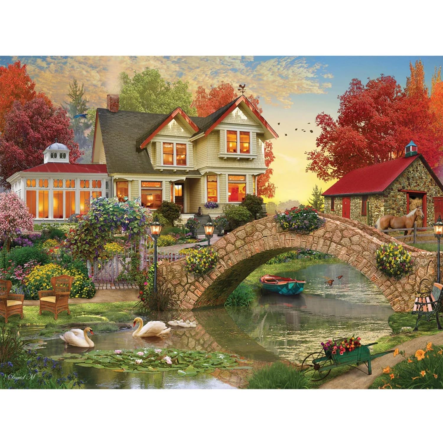 Bits and Pieces 3 Jigsaw Puzzle Set - 300 Piece Puzzles for Adults - Ocean Lake River Set - 16" x 20" Jigsaw Puzzles - Small Town Americana Nature