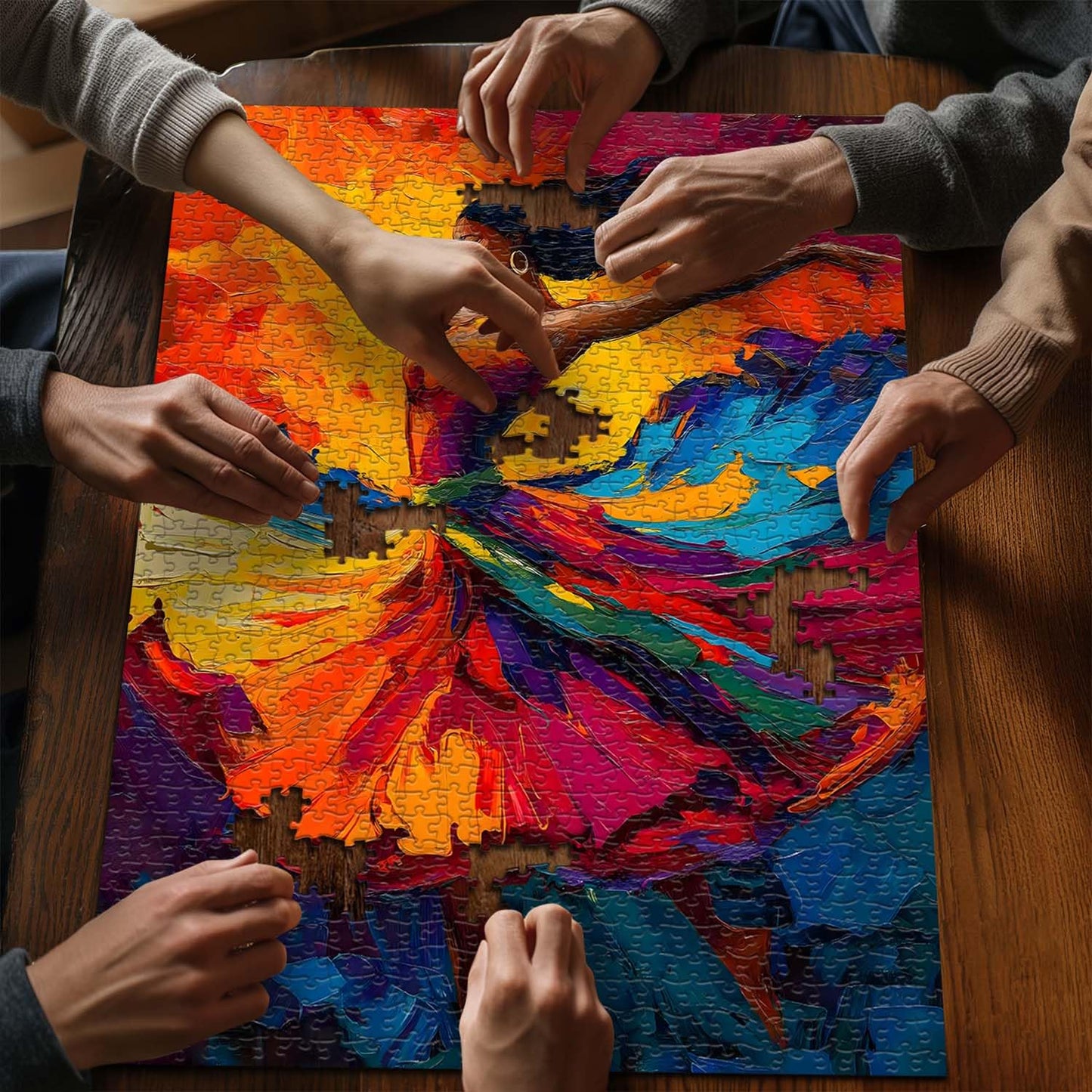 Impossible Puzzle for Adults 1000 Pieces, Dancing Lady Colorful Aesthetic Art Puzzle, Elegant Women Chalenge Jigsaw Puzzle Oil Painting