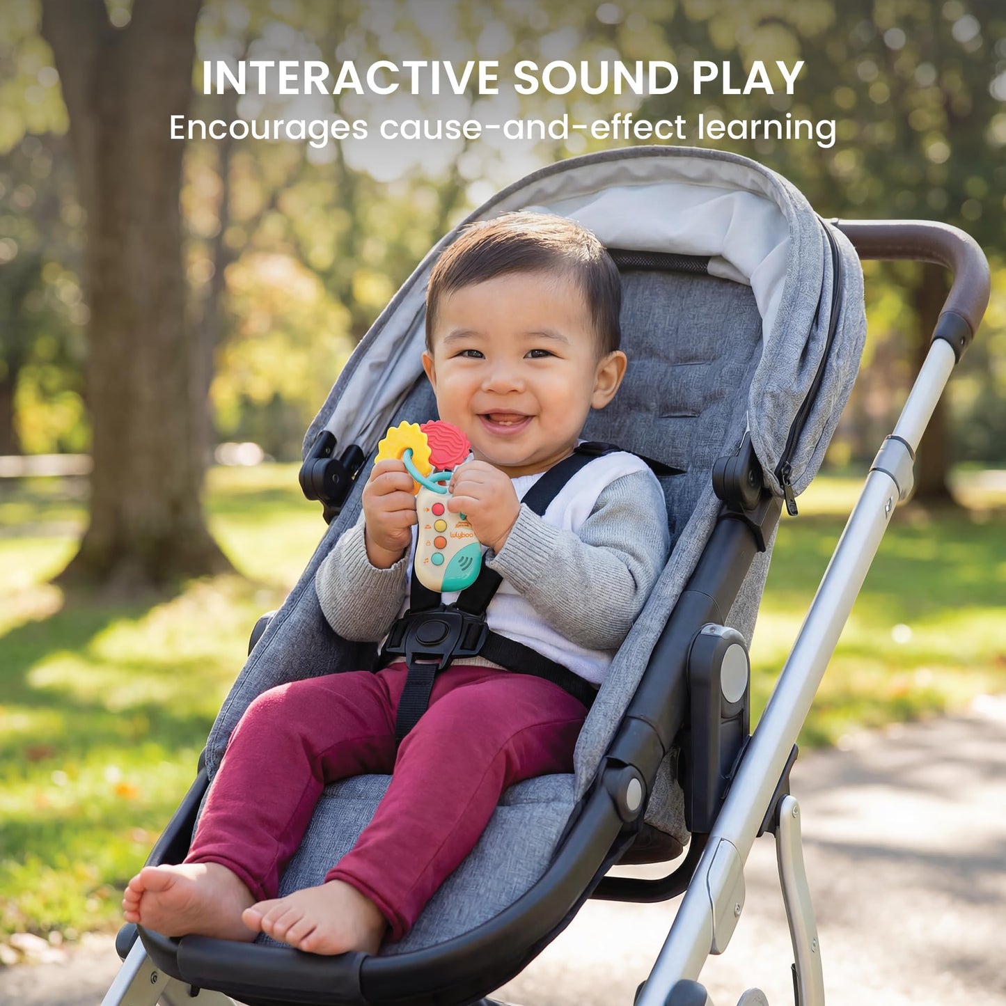 Lulyboo My First Teething Car Keys: BPA-Free Silicone teether with Soft Textures, Gentle Gum Relief, Light-up Button and car Sounds. Easy-Grasp Key