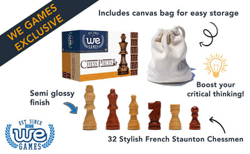 WE Games French Staunton Wooden Chess Pieces, Weighted, Handpolished, Sheesham Wood, 2.5 inch King