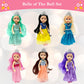 Little Dolls Set with Mini Princess Dolls for Girls - Princess Toy Dolls for Dollhouse -Small Doll Mini Princess Figures with Tiaras, Hair Accessories