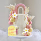 42 PCS Boho Groovy Acrylic Retro Hippie Daisy Flower Cake Topper For Decorating Bohemian Wedding Party Supplies