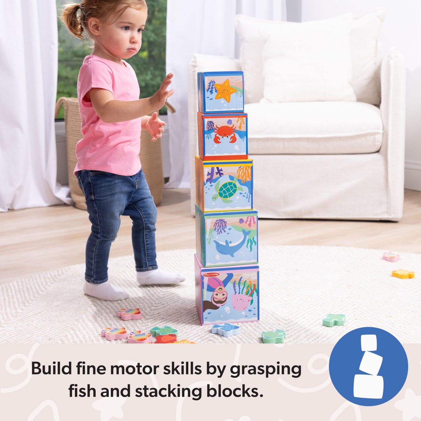 Melissa & Doug Ms. Rachel Sort & Count Nesting Wooden Blocks Toy