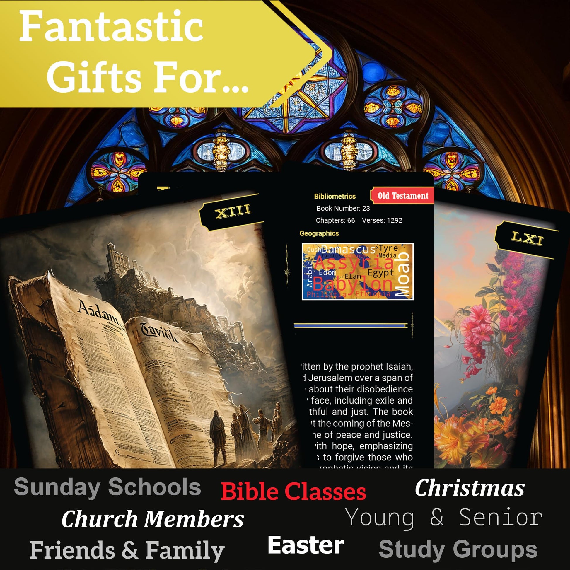 66 Beautifully Illustrated Huge A5 Bible flashcards in a Glorious Presentation Box by The Artful Christian. Visually impaired, Child, and Dementia