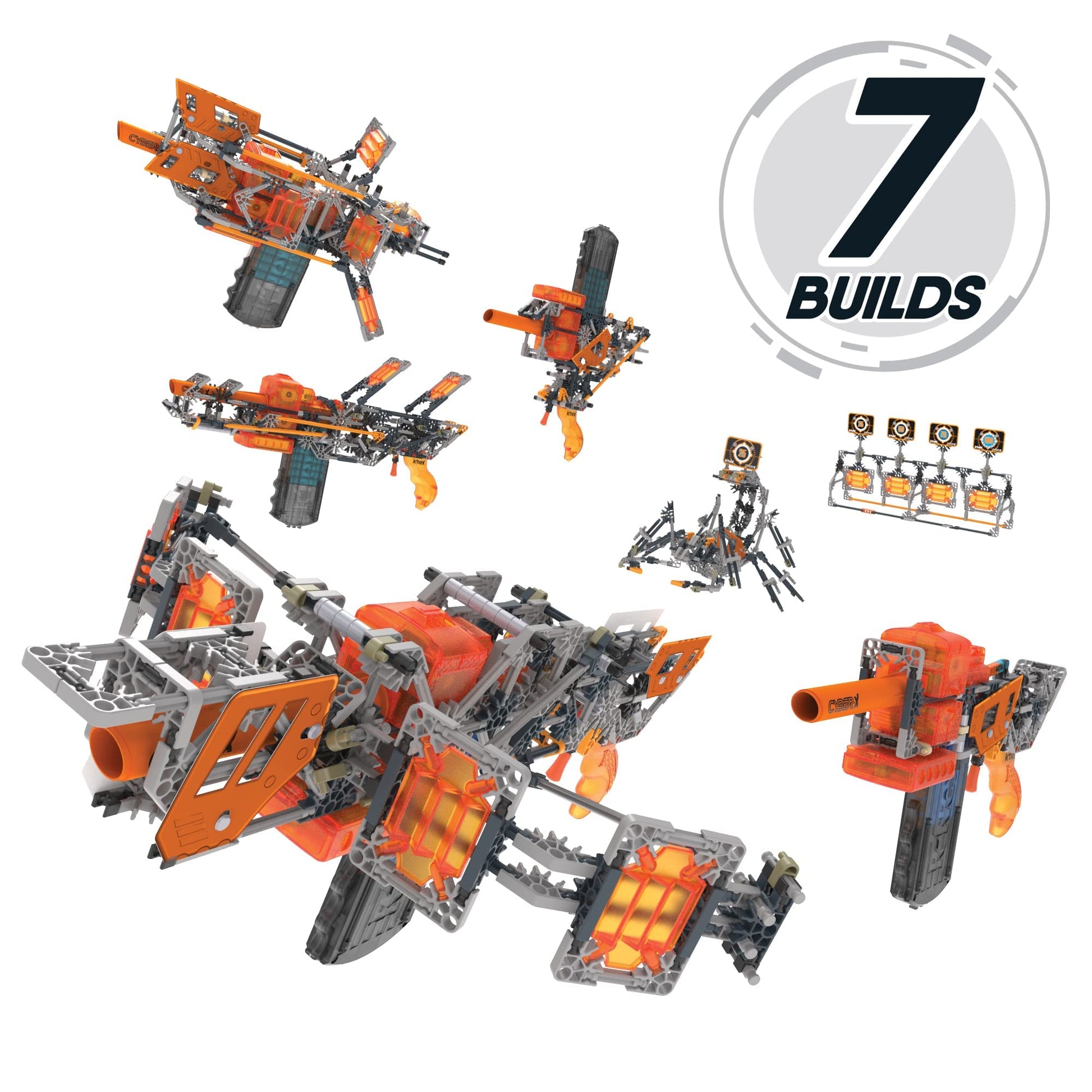 K'NEX Cyber-X C10 Crossover Legacy with Motor - Blasts up to 60 ft - 460 Pieces, 7 Builds, Targets, 10 Darts - Great Gift Kids 8+, includes 460 K'NEX