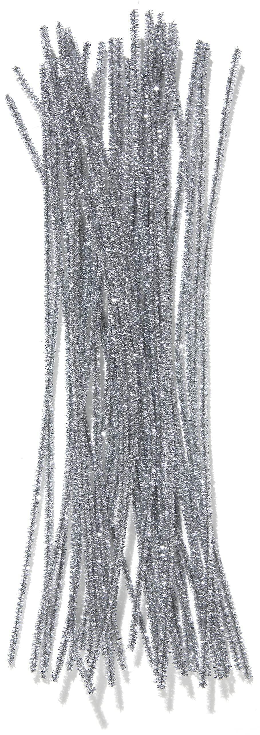 Cousin DIY Silver Tinsel Stem, 6mm x 12 inch, 25 Pack