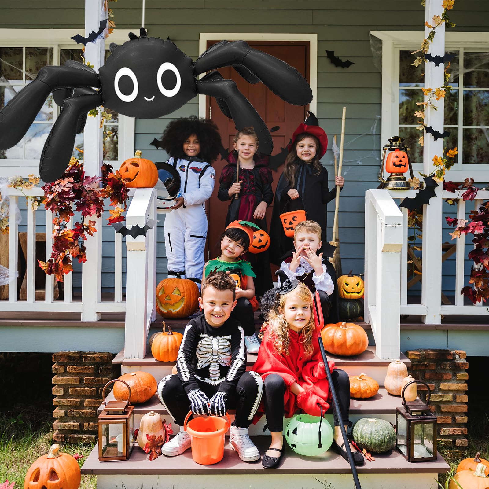 Tedercle 57 Inches Spider Foil Balloon, Large Cute 6-Legged Black Spider Design Mylar Balloon for Spooky Trick-or-Treating, Haunted House Decorations
