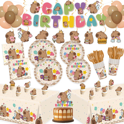 182pcs Capybara Birthday Party Decorations Plates Napkins Serve 20 Guests