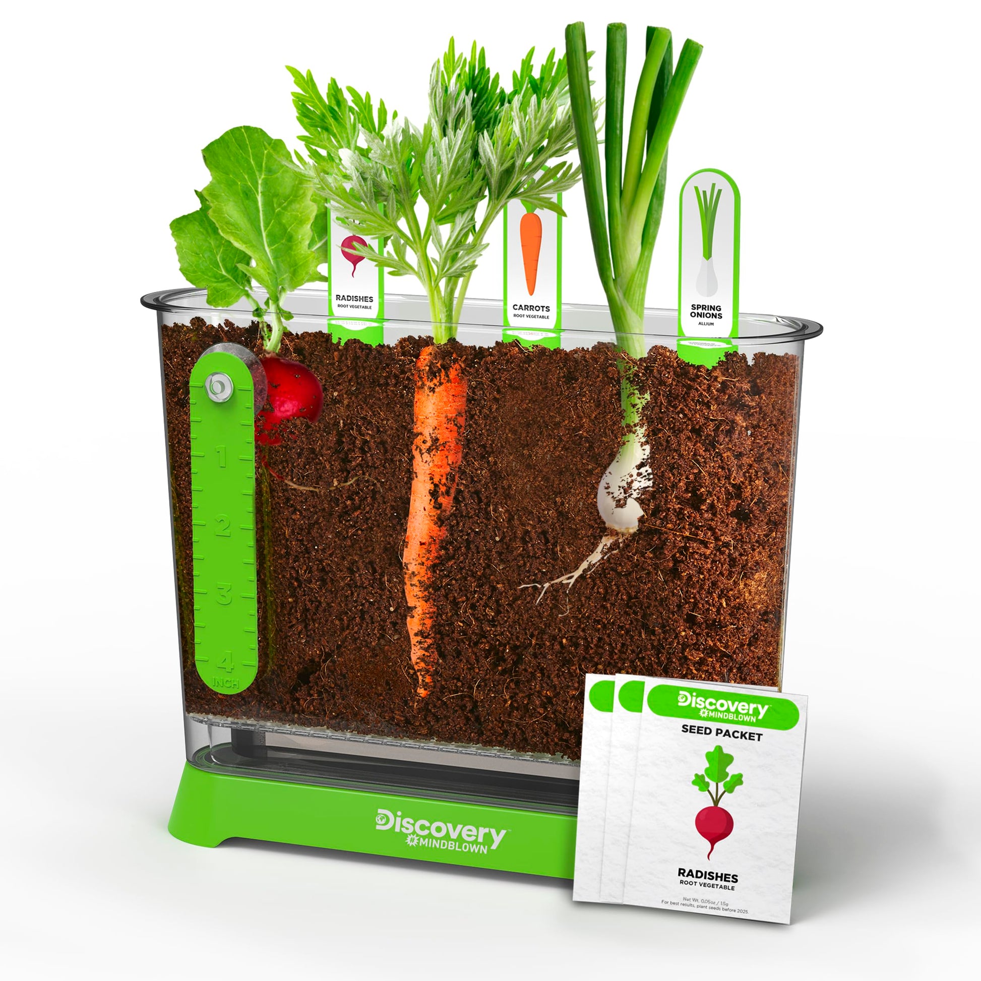 Discovery™ Edible Veggie Garden Watch-It-Grow Kit - DIY STEM Activity for Kids | Grow Carrots, Radishes & Onions| 11-Piece Science Kit with Seeds